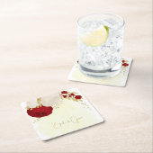 Romantische donkerrode en witte bloemen gouden bru kartonnen onderzetters (Insitu)