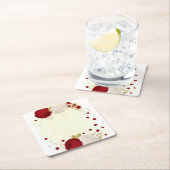 Romantische donkerrode en witte bloemen gouden bru kartonnen onderzetters (Insitu)