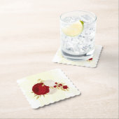 Romantische donkerrode en witte bloemen gouden bru kartonnen onderzetters (Insitu)