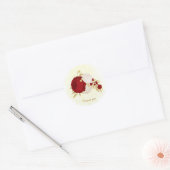 Romantische donkerrode en witte bloemen gouden bru ronde sticker (Envelop)