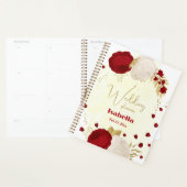 Romantische donkerrode en witte bloemen planner (Display)