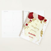 Romantische donkerrode en witte bloemen planner (Display)