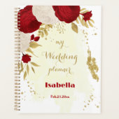 Romantische donkerrode en witte bloemen planner (Voorkant)