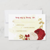 Romantische donkerrode en witte bloemen RSVP kaartje (Voorkant)