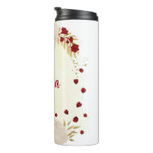 Romantische donkerrode en witte bloemen thermosbeker (Geroteerd rechts)