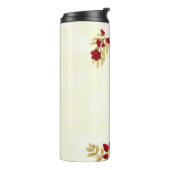 Romantische donkerrode en witte bloemen thermosbeker (Gedraaid links)