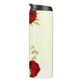 Romantische donkerrode en witte bloemen thermosbeker (Geroteerd rechts)