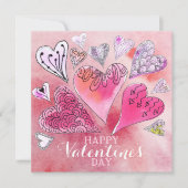 Romantische Doodle Waterverf Harten Valentijnsdag (Voorkant)