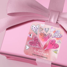 Romantische Doodle Waterverf Harten Valentijnsdag