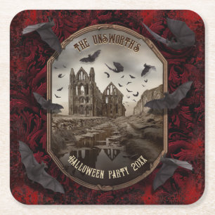 Romantische Dracula's Whitby Abbey Halloween Party Kartonnen Onderzetters
