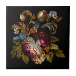 Romantische Dramatische "Oude Wereld" Bloemen 7 Tegeltje