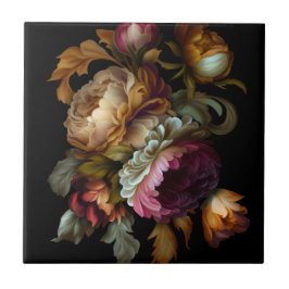 Romantische dramatische "Oude Wereld" Floral 2 Tegeltje