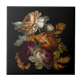 Romantische dramatische "Oude Wereld" Floral 4 Tegeltje