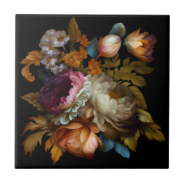 Romantische dramatische "Oude Wereld" Floral 6 Tegeltje