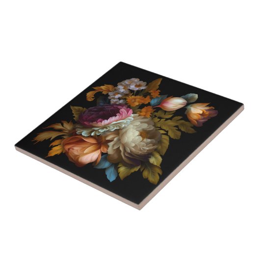 Romantische dramatische "Oude Wereld" Floral 6 Tegeltje (Zijkant)