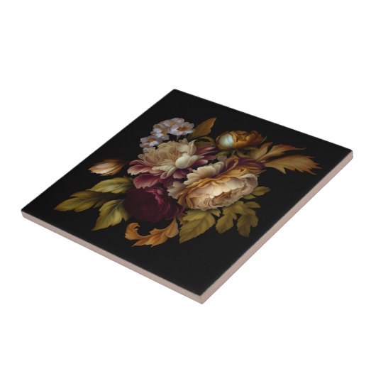 Romantische dramatische "Oude Wereld" Floral 8 Tegeltje (Zijkant)