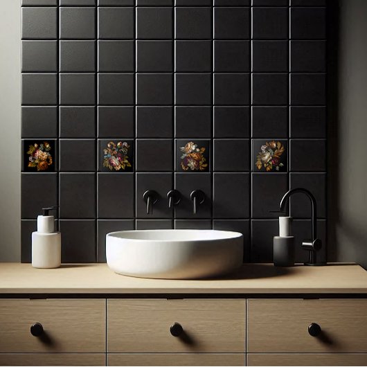 Romantische dramatische "Oude Wereld" Floral 8 Tegeltje