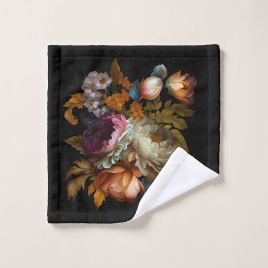 Romantische dramatische "Oude Wereld" Floral Bad Handdoek (Wasdoekje)