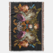 Romantische dramatische "Oude Wereld" Floral Deken (Voorkant Verticaal)