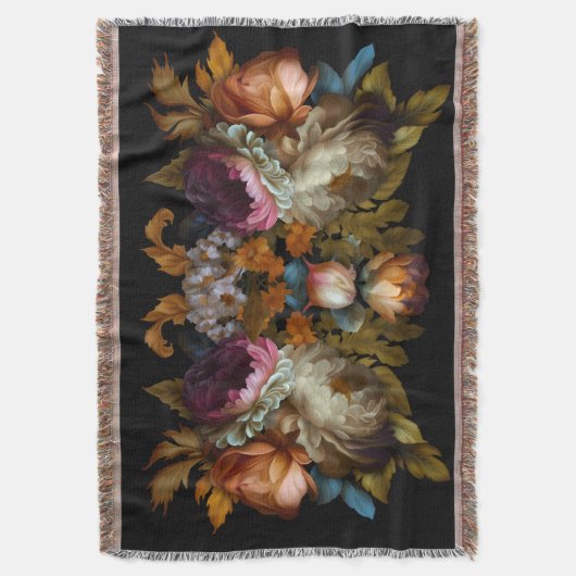 Romantische dramatische "Oude Wereld" Floral Deken (Voorkant Verticaal)