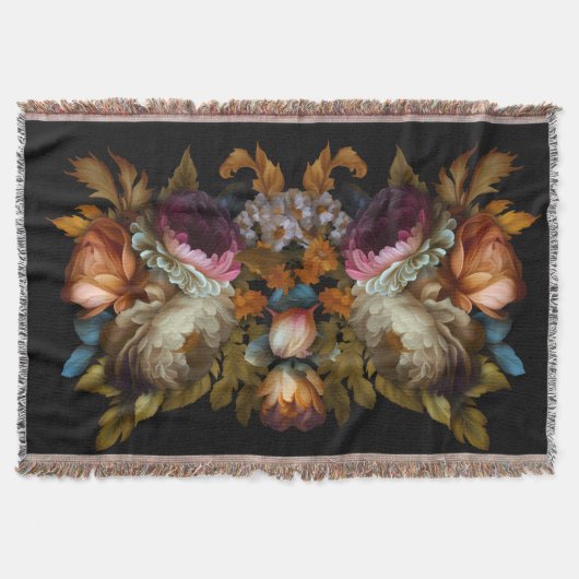 Romantische dramatische "Oude Wereld" Floral Deken (Voorkant)