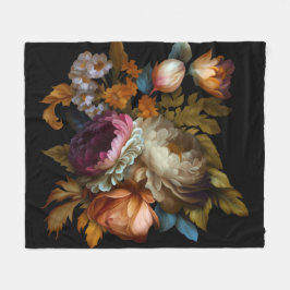 Romantische dramatische "Oude Wereld" Floral Fleece Deken