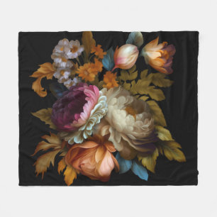 Romantische dramatische "Oude Wereld" Floral Fleece Deken