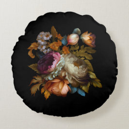 Romantische dramatische "Oude Wereld" Floral Rond Kussen