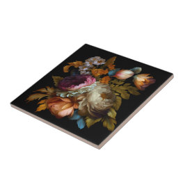 Romantische dramatische "Oude Wereld" Floral Tegeltje