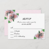 Romantische drie roze rozen floral chic RSVP (Voorkant / Achterkant)