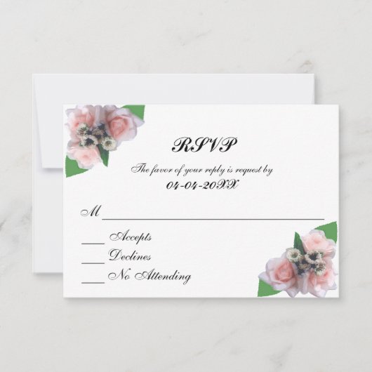 Romantische drie roze rozen floral chic RSVP Kaartje (Voorkant)