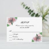 Romantische drie roze rozen floral chic RSVP Kaartje (Staand voorkant)