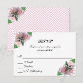 Romantische drie roze rozen floral chic RSVP Kaartje (Voorkant / Achterkant)