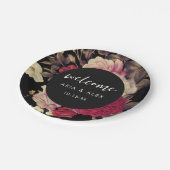 Romantische droevige bloemige trouwnaam datum Zwar Papieren Bordje (Gekanteld)