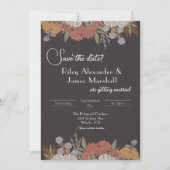 Romantische droevige vintage bloemendonkere bruilo save the date (Voorkant)