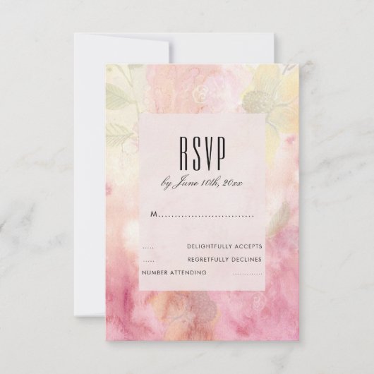 Romantische Droom Bloem Bruiloft RSVP Kaartje (Voorkant)