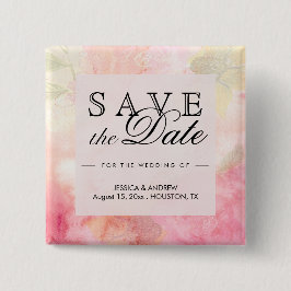 Romantische Droom Bloesem Bruiloft Save the Date Vierkante Button 5,1 Cm