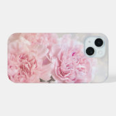 Romantische droomroze anjers iPhone 15 case (Achterkant horizontaal)