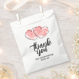 Romantische dubbele roze harten trouwthank you bedankzakje