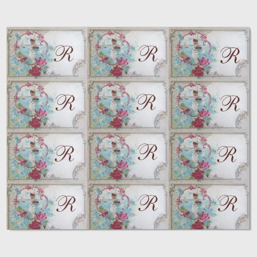 ROMANTISCHE DUIF, ELEGANTE WITTE ROZE BRUILOFT BLO CADEAUPAPIER (Vlak)