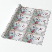 ROMANTISCHE DUIF, ELEGANTE WITTE ROZE BRUILOFT BLO CADEAUPAPIER (Uitgerold)