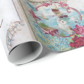 ROMANTISCHE DUIF, ELEGANTE WITTE ROZE BRUILOFT BLO CADEAUPAPIER (Rol Hoek)