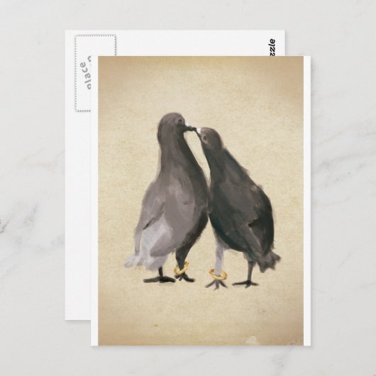 Romantische duiven briefkaart (Voorkant / Achterkant)