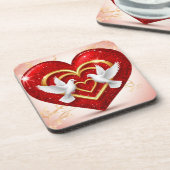 Romantische Duiven Hart Liefde Bier Onderzetter (Linkerzijde)