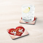 Romantische Duiven Hart Liefde Bier Onderzetter (Rechterzijde)