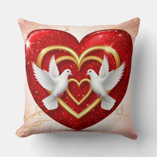 Romantische Duiven Hart Liefde Kussen (Voorkant)