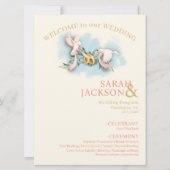 Romantische duiven koraal bruiloft programma (Voorkant)