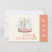 Romantische duiven koraal bruiloft reactie Kaart (Voorkant)