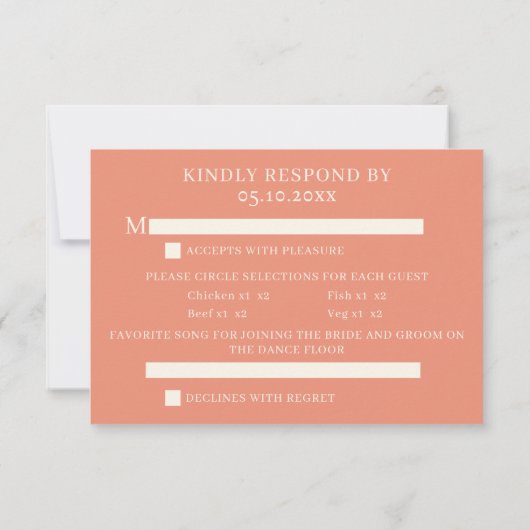 Romantische duiven koraal bruiloft reactie Kaart (Achterkant)