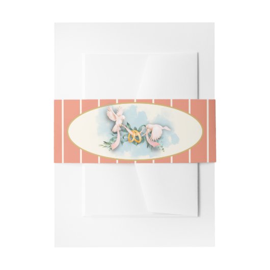 Romantische duiven koraal bruiloft uitnodigingen wikkel (Voorkant Voorbeeld)